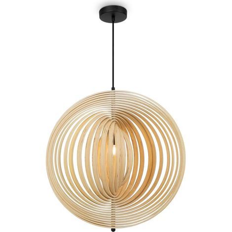 [GEBRAUCHT] B-Ware Maytoni Hängeleuchte Pendelleuchte ø60cm Kugellampe Roots Holz Schwarz (1/2)