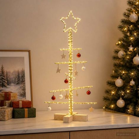 Sapin de Noël en métal avec support KUOPIO 60 cm Acier Doré, Décoration de Noël (1/5)