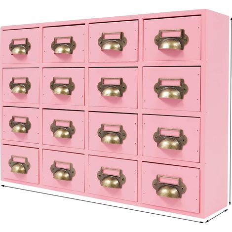 Armario de almacenamiento, 16 compartimentos, diseño vintage, rosa. (1/2)