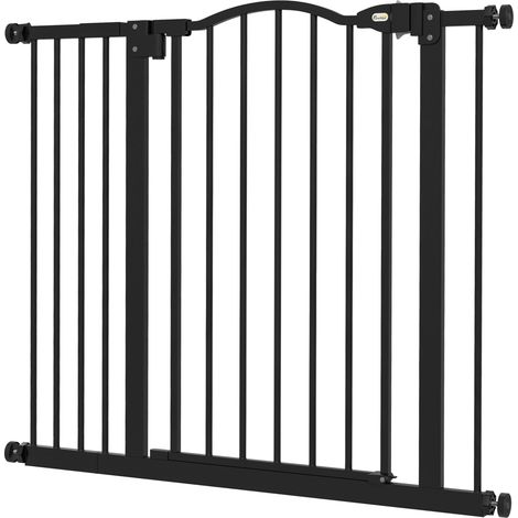 Barrera de Seguridad chien 74-94 cm support extension double bloc pression porte escalier noir