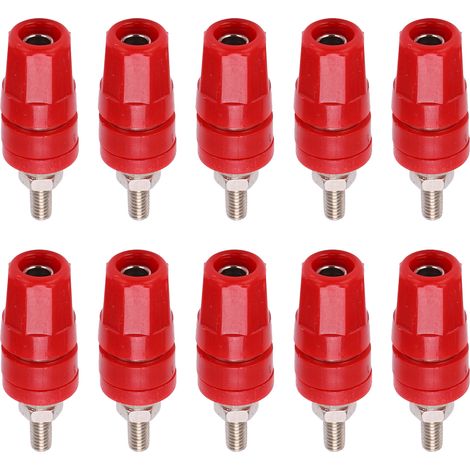 Bornier de raccordement 4,0 mm, fiches bananes 24 A, pour amplificateur de haut-parleur, borne rouge. (1/5)
