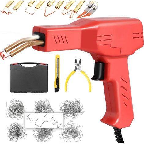 Soldador de plasticos con grapas calientes (hot-stapler) para reparar plasticos, 4 tipos de grapas