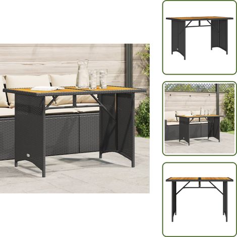 Gartentisch mit Holzplatte Schwarz 110x68x70 cm Poly Rattan - Gartentisch - Esstisch - Gartenmöbel - Rattan Tisch - Outdoor Möbel (1/5)