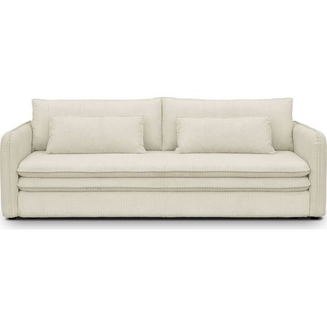 Canapé convertible 3 places en velours côtelé beige - Baya