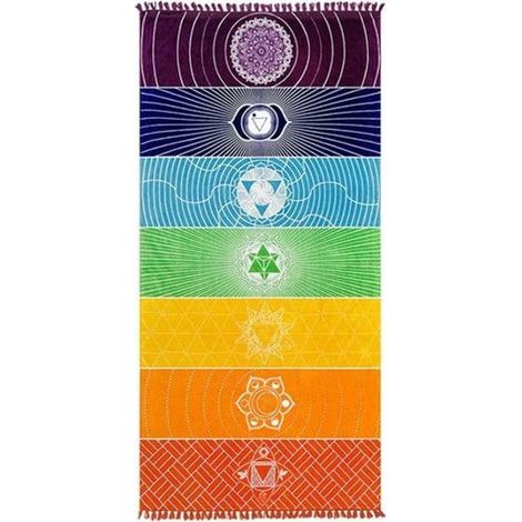 Serviette de Yoga Indienne de Tapisserie Nappe Écharpe de Plage Arc en Ciel pour Le Voyage à Domicile 75cmx150cm (Arc en Ciel) (1/5)