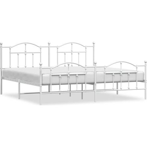 Maison Exclusive - Giroletto con Testiera e Pediera Metallo Bianco 193x203 cm (1/5)