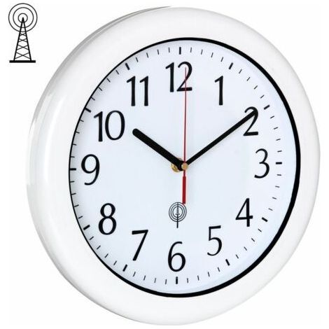 Wasserdichte, funkgesteuerte Wanduhr Ø 25,4 cm – Weiß lackiertes Gehäuse – Schutzart IPX7 – Einfache Fernablesung (1/5)
