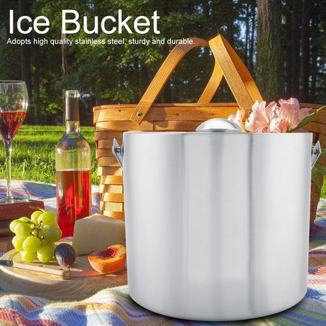 Seau à glaçons inox double paroi avec couvercle pour mariage et fêtes (3L) (1/5)