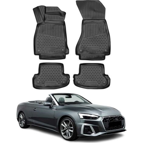 OMAC 3D Tapis de Sol Compatible avec Audi A5 F5P Coupé Cabriolet 2016-24 TPE Noir 4Pcs (1/5)