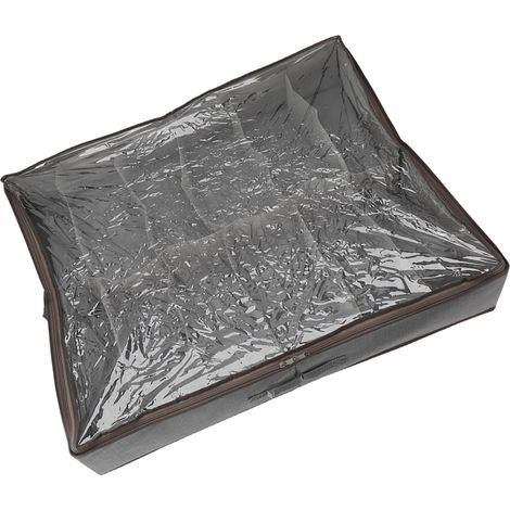 Tiroir à chaussures sous le lit, boîte de rangement pliable en tissu, armoire avec couvercle et fenêtre transparente, gris brossé (1/5)