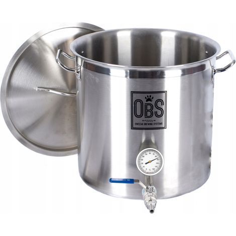 Marmite à brassage 25 l, robinet, thermomètre, acier inoxydable, OBS