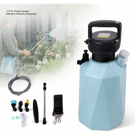 Spruzzatore elettrico da 5 litri - Batteria da 2400 mAh - Spruzzatura automatica, senza fili, 3 ugelli, giardino, rombo blu (1/5)