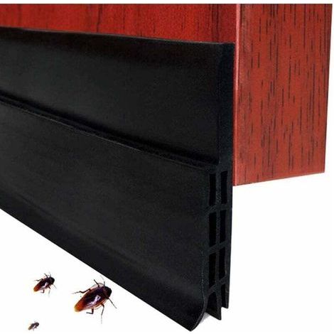 BUNTHAUS Bas de porte Adhésif souple en silicone Isolation thermique Bande d'étanchéité Anti-bruit Anti-poussière Air froid Anti-souris Fourmi Cafard Insectes (100 cm x 5 cm Noir)