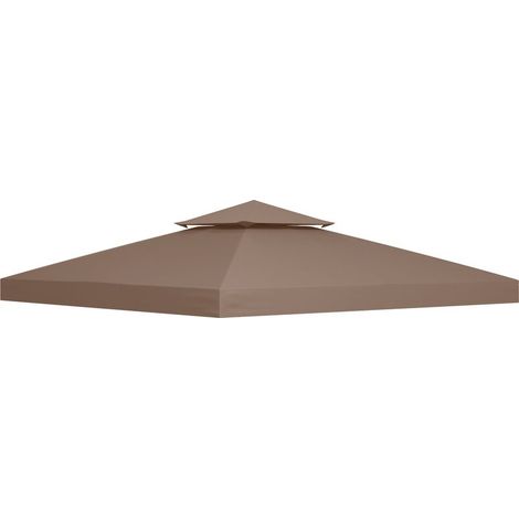 Toit de Remplacement pour pavillon de Jardin Toile de Rechange pour pavillon tonnelle Tente 3 x 3 m Marron (1/5)