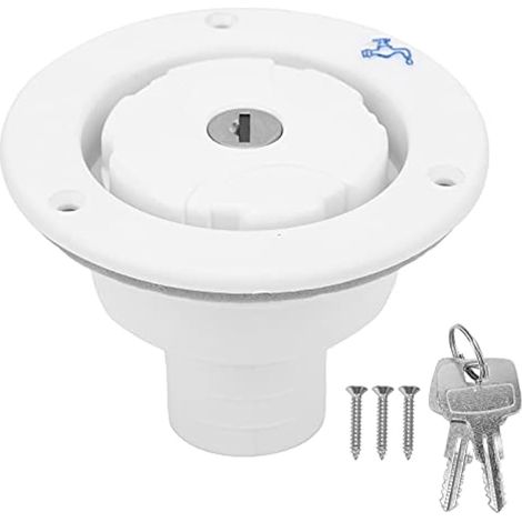 Couvercle d'eau verrouillable RV avec 2 clés - Entrée d'eau douce pour camping-car, caravane, bateau (Blanc) (1/4)