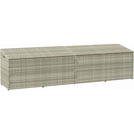 Boîte de rangement de jardin gris clair 220x50x58 rotin (1/5)