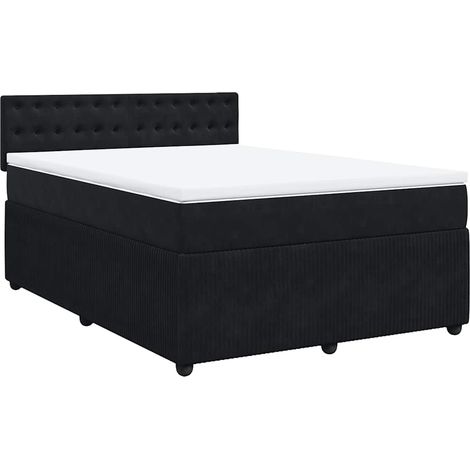 Maison Exclusive - Sommier à lattes de lit avec matelas Noir 140x200 cm Velours (1/5)