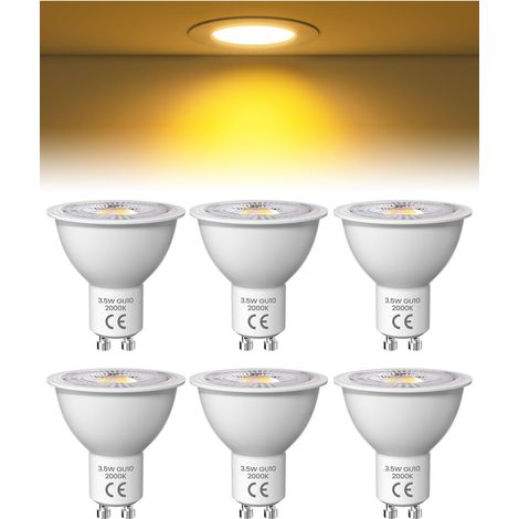 3,5W Ampoule Spot LED GU10 Jaune Chaud 2000K, Équivalent 50W, 36° Angle Du Faisceau, Non Dimmables, AC 220V, Ampoule GU10 LED pour Salon, Chambre, Cuisine et Bureau, Lot de 6 (1/5)