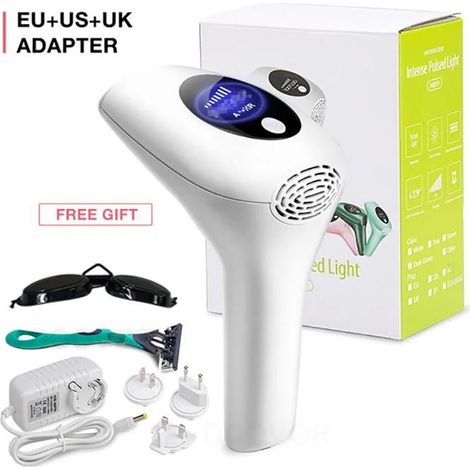 Épilateur Laser professionnel pour femmes, dispositif dépilatoire électrique à lumière pulsée, pour le visage et le corps, Blanc (1/5)