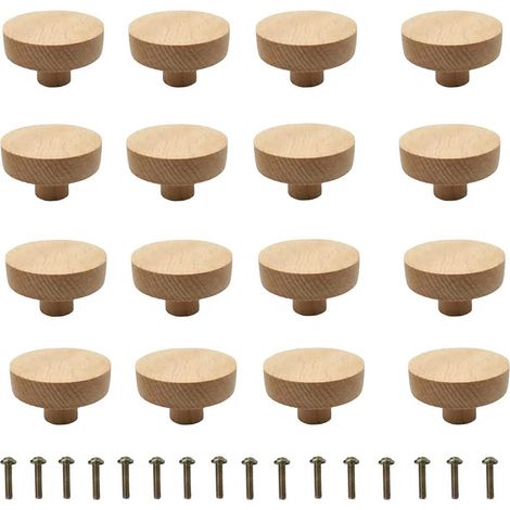 Kaelt - Bouton de Meuble 20 Pièces Bouton Meuble Bois Poignée Meuble Bois Poignée Bouton En Bois Naturel Ronde Boutons de Tiroir en Bois Boutons de Meuble Poignet de Porte Cuisine Bouton Tiroir (1/5)