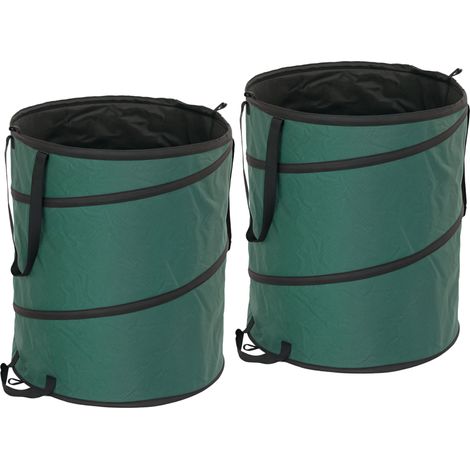 CHICFURN Sacos de residuos de jardín 2 x 160 L de poliéster verde con tapa con cremallera (1/5)