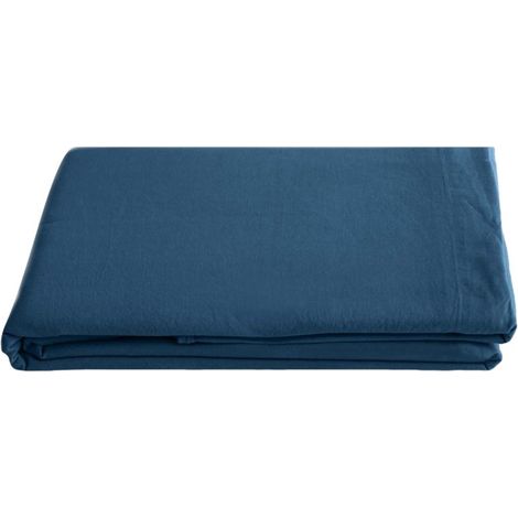 Drap plat Palace pur coton teint lavé, 63 fils/cm² Vent du sud - Palace Marine - 270 x 290 cm pour lit King Size - Palace Marine -