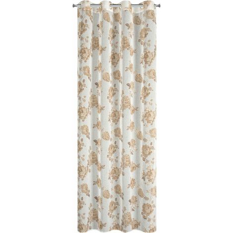 Tenda Mela 140x250 cm beige con fiori e occhielli (1/5)
