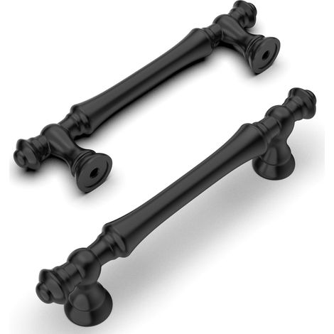 Lntyq Stücke Schwarze Küchenschrankgriffe 96mm Zinklegierung Möbelgriffe mit Schrauben, für Schreibtische, Schubladen, Schränke, Schrank (1/5)