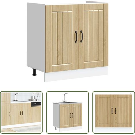 vidaXL Holzwerkstoff -  Spülenunterschrank Lucca Sonoma-Eiche Holzwerkstoff (1/5)