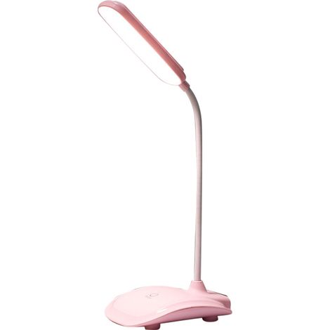 Pinkfarbene LED-Schreibtischlampe, berührungsempfindlich, drei Farbtemperaturstufen, dimmbar, USB-Ladefunktion. (1/5)