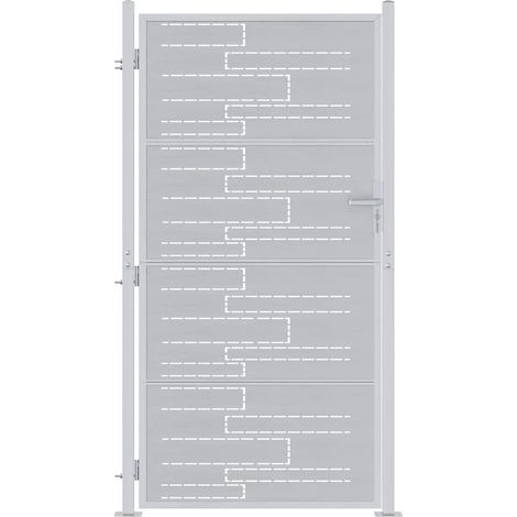 Maison Exclusive - Puerta de jardín Plateado 85 x 174 cm Acero inoxidable (1/5)