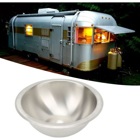 Accessoires de cuisine et de salle de bain pour camping-cars et yachts : évier/lavabo en acier inoxydable 304 avec surface brossée, lavabo/évier de salle de bain rond de 10 pouces (GR-577) (1/5)