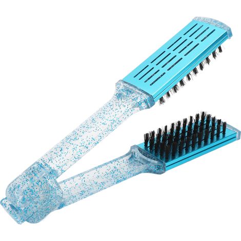 Lisseur Brosse à Cheveux Double Face avec Pince, Outil de Lissage et Coiffage Bleu (1/5)