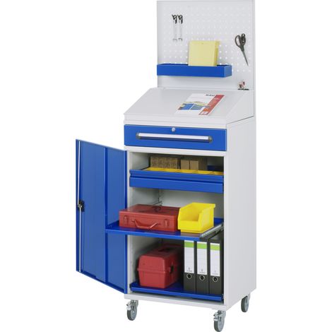 Rau Beistellschrank Stehpult 04, B650xT520xH1235/1345/1895mm, mobil (1/3)