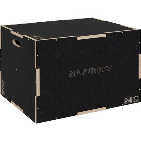 Plyo-Box/Sprungbox, robust, 61 x 51 x 41 cm, Schwarz, Griff 10x3,5 cm, bis 120 kg