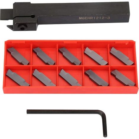 Porte-outil de tronçonnage de tour, outil de tronçonnage de tour MGEHR1212-3 Porte-outil de tronçonnage de rainurage de tour avec inserts 10 pièces (1/5)