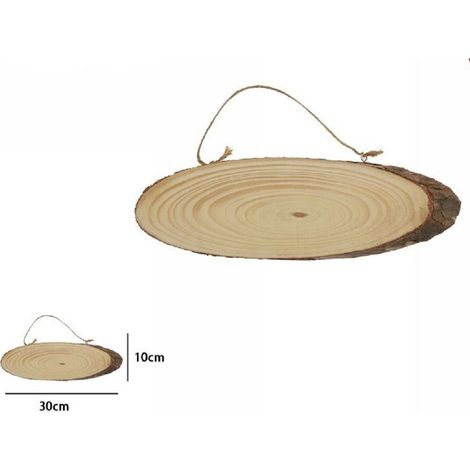 TrAdE Shop Traesio - Disco Legno Naturale Base Tronco Decorativa Ornamento Da Appendere 30x10cm 72103 -