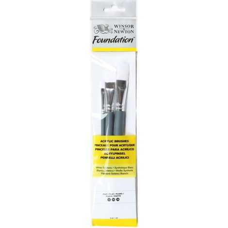 Pinceaux acryliques - WINSOR & NEWTON - Fondation - Set de 4, 10 & 14 - Qualité pour étudiants - Mixte