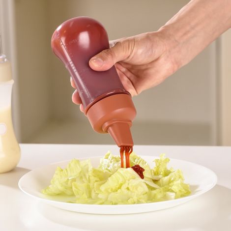 Küchenmessflasche mit 5 Löchern und staubdichtem Deckel, graduiert, für Salatdressings, Ketchup und Würzmittel (OPP-Beutel) – schwarz (1/5)