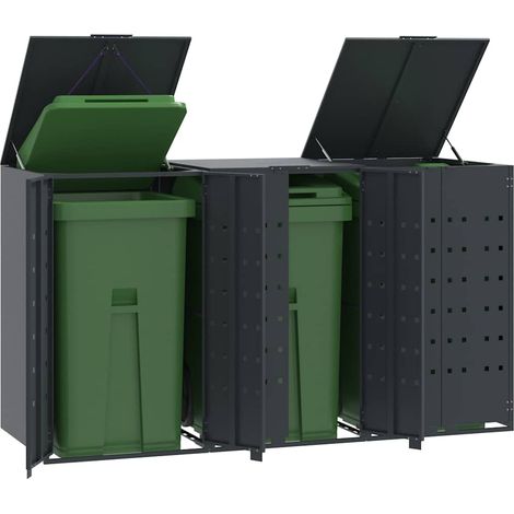 Mülltonnenbox für 3 Tonnen Anthrazit 207x79x117 cm Stahl