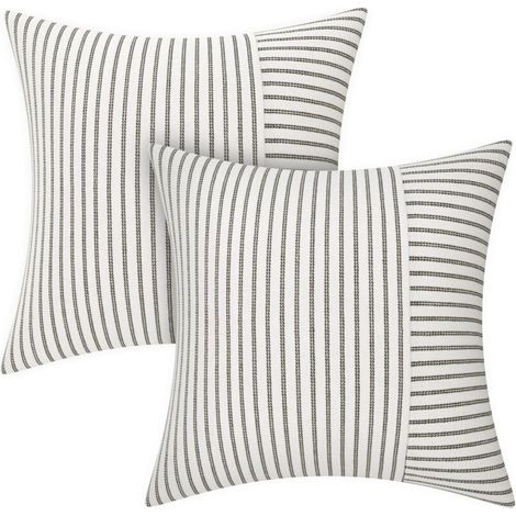 Lot De 2 Housse Coussin 40 X 40 Housse De Coussin Coton Coton Coussin Canape Rayures Coussin Déco Bohème Coussin Canape Déco Pour Canapé Salon Chambre Coussins D'extérieur 40 X 40 Gris (1/5)