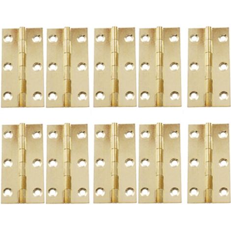 Mini Charnières pour porte intérieure - Lot de 10 - 75 mm x 40 mm - Charnières de porte - Pour intérieur et extérieur - Charnières pliantes - Charnière de meuble - Charnière d'armoire - Koper - Or (1/5)