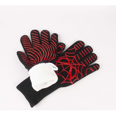 Dos guantes antideslizantes y resistentes al calor para barbacoa, con una resistencia máxima a la temperatura de 800 °C (1472 °F). (1/4)