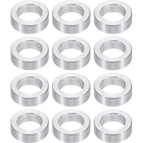 Rondelles en Aluminium M10, 12pcs Entretoise Métallique à Vis Ronde, Rondelle Plate pour Vis Tige Écrous Boulons, Bague d'Écartement en Métal 10.2mm ID x 16mm OD x 5mm Hauteur (1/5)
