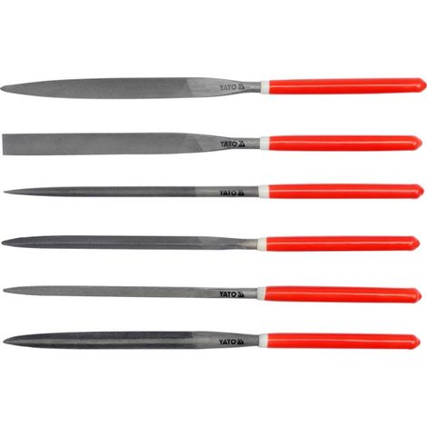 YATO, modelo YT-6162, Archivo de aguja fija 6 piezas 5x180x85mm, ideal para trabajos de precisión en metal, madera y cerámica, herramienta profesional de alta resistencia