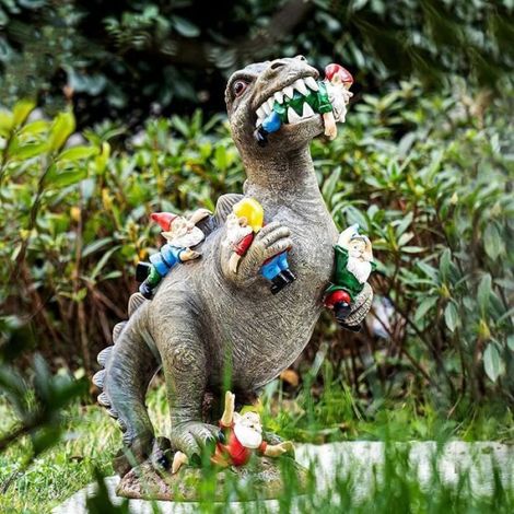 Statue Dinosaure - Résine Extérieure - Décoration Jardin Intérieur - 15 x 5 x 6 cm - 1 Pièce (1/4)
