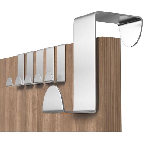 Ganci per porta in argento, 6 pezzi, appendiabiti per porta, ganci per porta in acciaio inossidabile per porta standard, cassetto, armadio, per cucina, bagno, camera da letto.