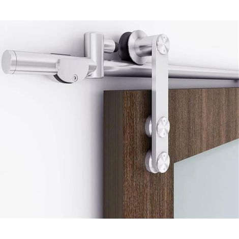 Kit de Rails for Porte de Grange coulissante en Acier Inoxydable de 1,5 m, Robuste, antirouille et anticorrosion, Coulisse en Douceur et en Silence. (1/5)