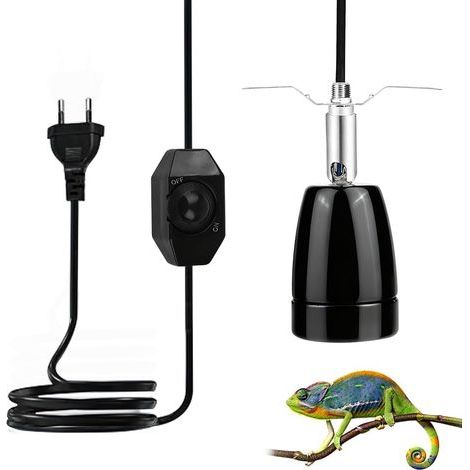 Heiz Douille de lampe pour reptiles - Douille chauffante en céramique - Culot E27 en porcelaine - Pivotant à 360° - Avec câble et fiche de 1,8 m - Intensité variable - Pour animaux d'aquarium (1/5)