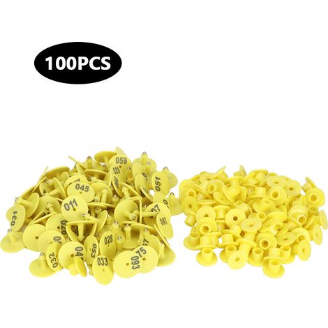 100 étiquettes rondes numérotées pour marquage du bétail, accessoire pour porcs, moutons et bovins. (1/5)
